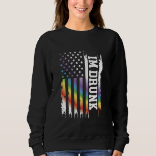 Sweatshirt Im Drunk États-Unis Distressed Rainbow w US Fla