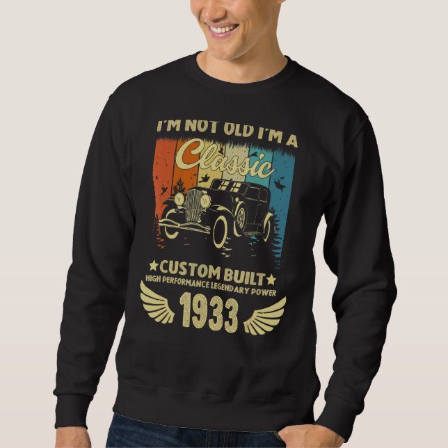 Sweatshirt Im Voiture Classique 89e Anniversaire 89 Anniversa (Devant)