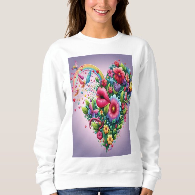 Sweatshirt Imaginaire en fleurs enchanté (Devant)