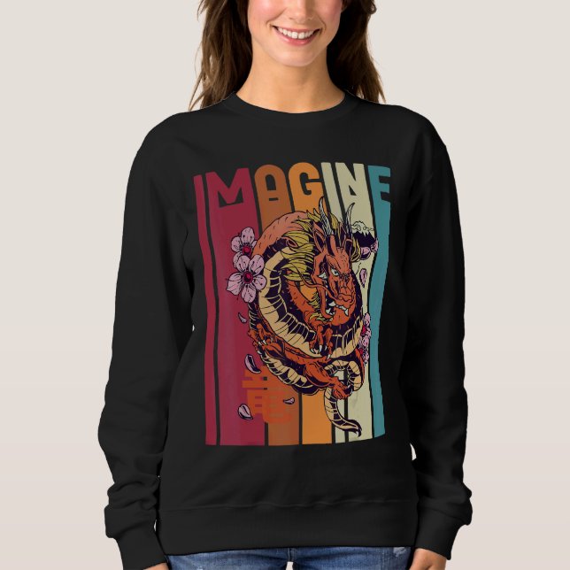 Sweatshirt Imagine Great Dragon Vintage Cool Great (Devant)