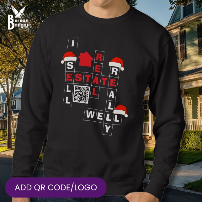 Sweatshirt Immeuble de NOËL Agent immobilier VENDRE VRAIMENT  (Fun festive I SELL REAL ESTATE REALLY WELL Christmas realtor sweatshirt gift with custom QR Code)