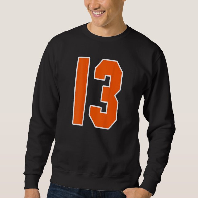 Sweatshirt Impression au dos Orange Bloc Sport Numéro 13 Pour (Devant)