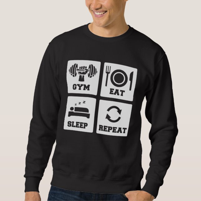 Sweatshirt Impression au dos salle de sport manger dormir rép (Devant)