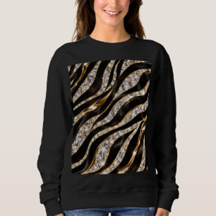Sweatshirt Impression d'animal en cristal de zèbre de luxe