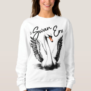 Sweatshirt Impression noire de l'ère du cygne vintage