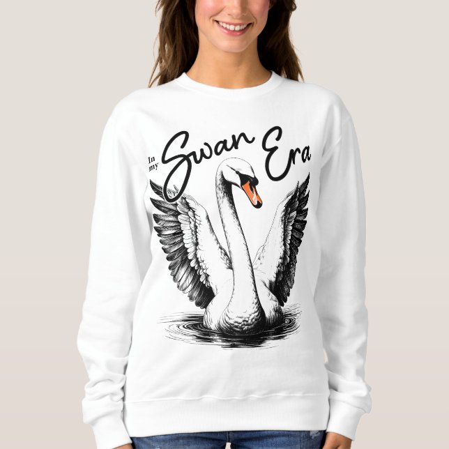Sweatshirt Impression noire de l'ère du cygne vintage (Devant)