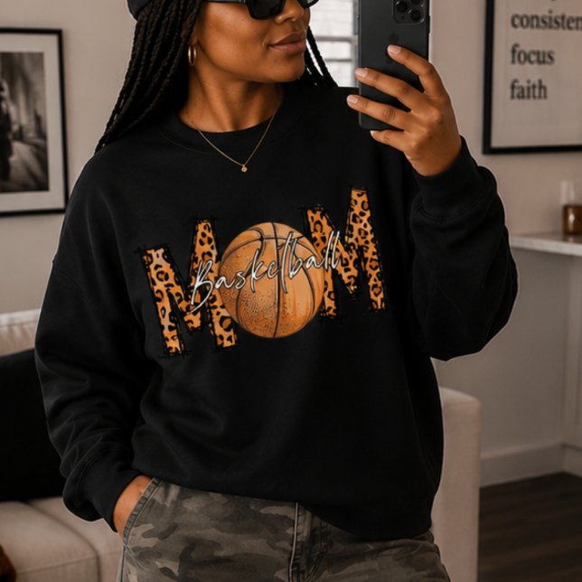 Sweatshirt Imprimé léopard Maman de basketteuse, Athlète # et (Créateur téléchargé)