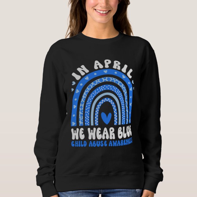 Sweatshirt In April We Wear Blue Child Abuse Prevention Aware (Devant)