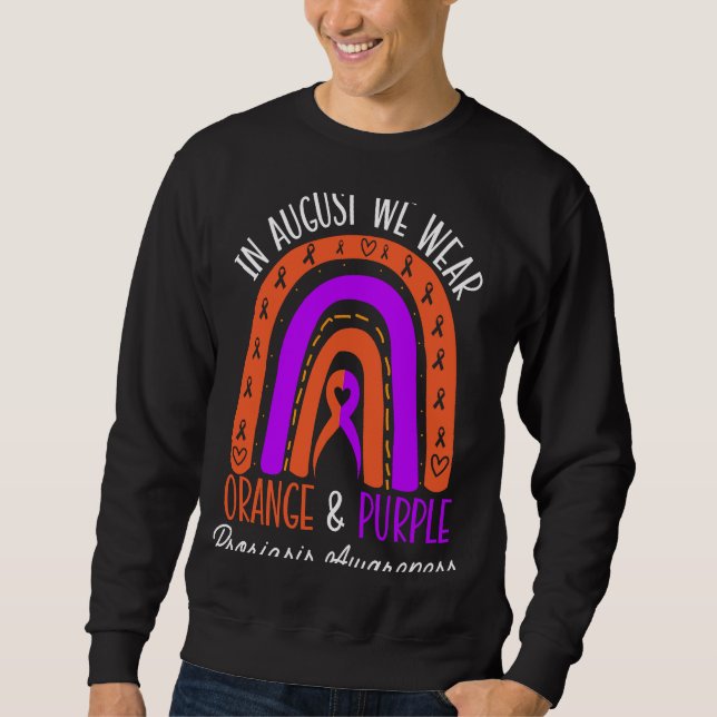 Sweatshirt In August We Wear Orange And Purple Psoriasis Awar (Devant)