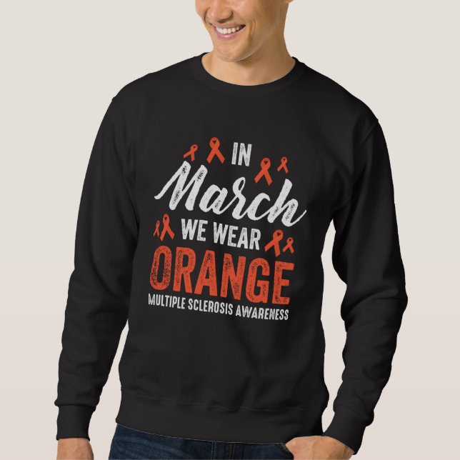 Sweatshirt In March We Wear Orange Ribbon Men Women MS Awaren (Devant)