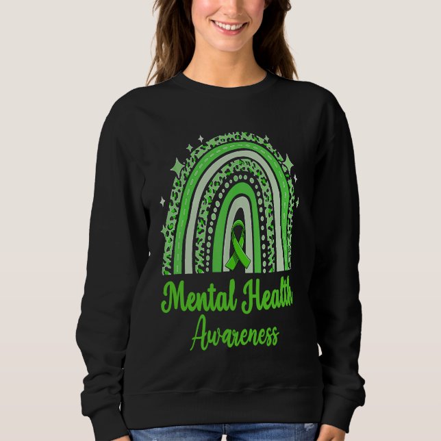 Sweatshirt In May We Wear Green Mental Health Awareness Rainb (Devant)