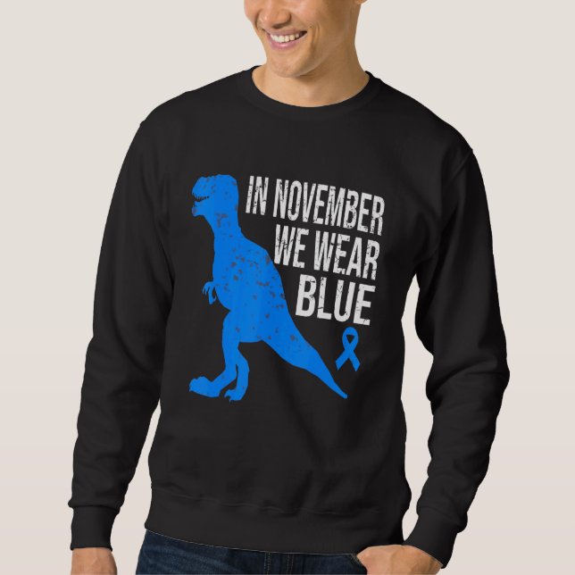 Sweatshirt In November We Wear Blue Diabetes Trex Dino Kids T (Devant)