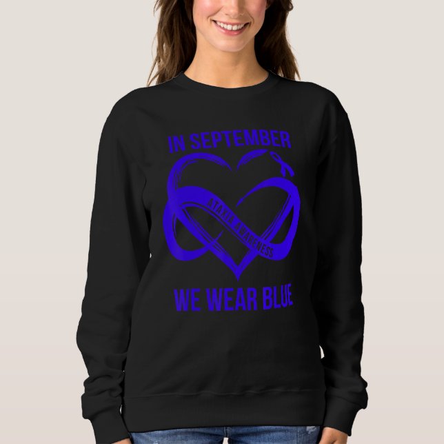 Sweatshirt In September We Wear Blue Ataxia Awareness Ribbon (Devant)