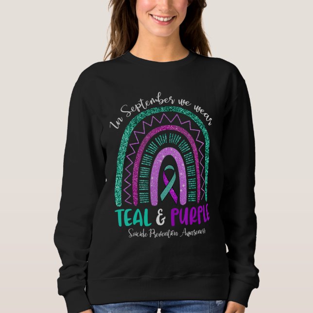Sweatshirt In September We Wear Purple & Teal Rainbow Suicide (Devant)