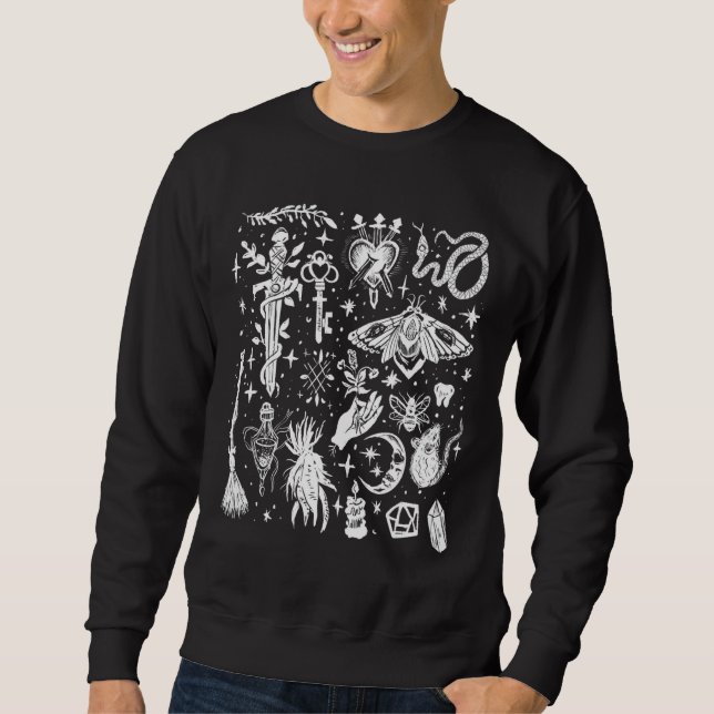 Sweatshirt Incantation de sorcière de jardin Goth Pagan crist (Devant)