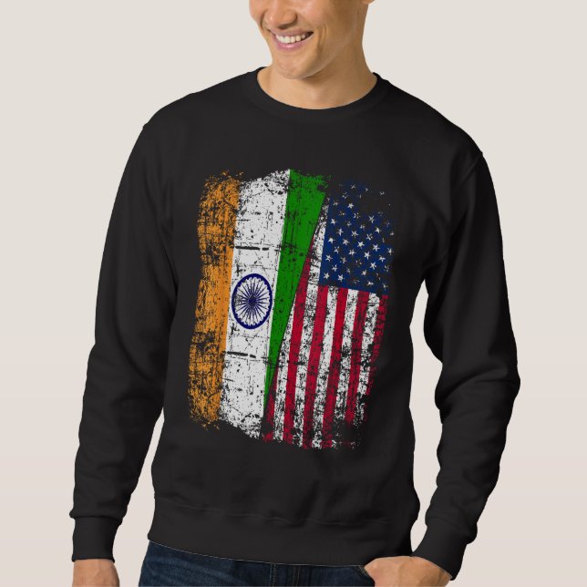 Sweatshirt India USA Flag - Indian American (Devant)