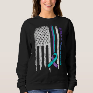 Sweatshirt Indicateur Usa Purple et Turquoise Ribbon Sensibil