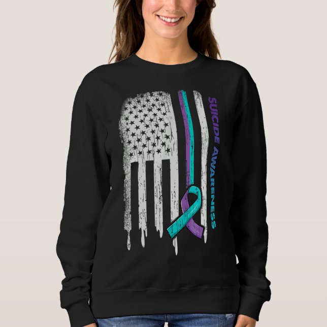 Sweatshirt Indicateur Usa Purple et Turquoise Ribbon Sensibil (Devant)