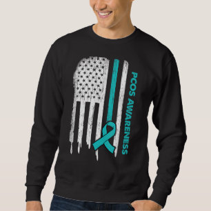Sweatshirt Indicateur Usa Turquoise Ruban Pcos Sensibilisatio