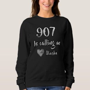 Sweatshirt Indicatif régional 907 Alaska Appelant Love Heart