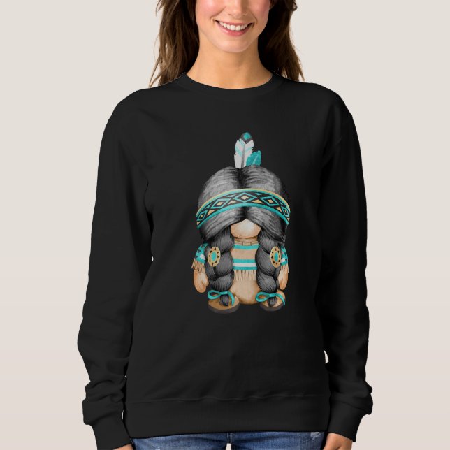 Sweatshirt Indien Tribal Motif mignon Amérindien Gnome Mo (Devant)