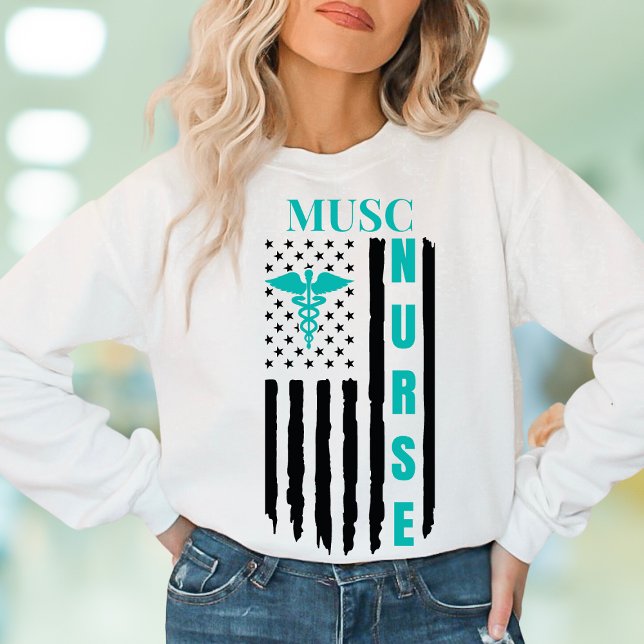 Sweatshirt Infirmière américaine Nom du drapeau Caduceus (Créateur téléchargé)