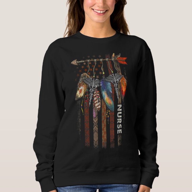 Sweatshirt Infirmière Amérindienne Flèche Caduceus Plumes Ame (Devant)