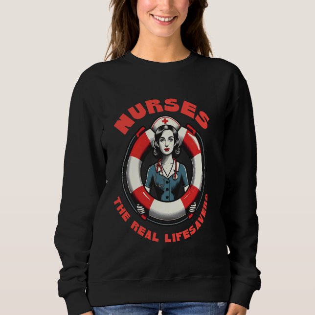 Sweatshirt Infirmière amusante La vraie vie Pun LPN RN CNA Nu (Devant)