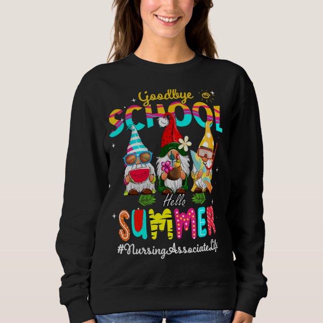 Sweatshirt Infirmière associée Gnome Goodbye School Bonjour S (Devant)