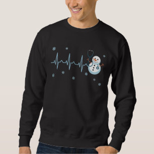 Sweatshirt Infirmière au rythme cardiaque Bonhomme de neige N