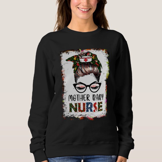 Sweatshirt Infirmière blanchie Messy Bun Père Noël Mère Nourr (Devant)