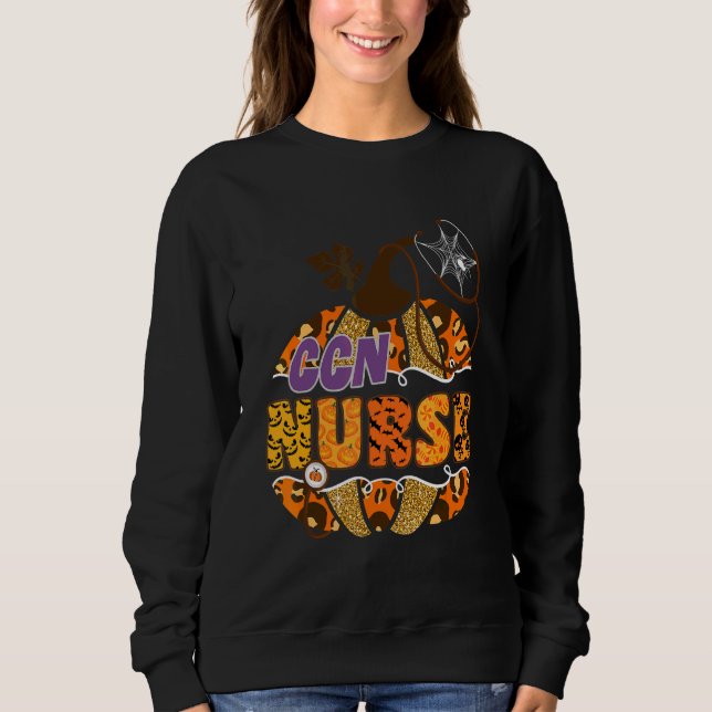 Sweatshirt Infirmière Ccn Stéthoscope Halloween Citrouille Lé (Devant)