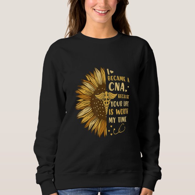 Sweatshirt Infirmière certifiée Cna Infirmière Sunflower Nu (Devant)