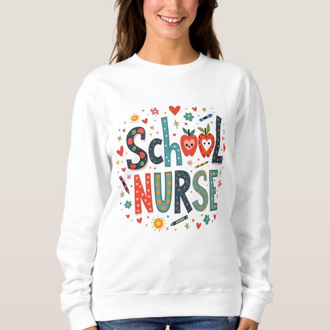 Sweatshirt Infirmière de l'école - Amusants Conception coloré (Devant)