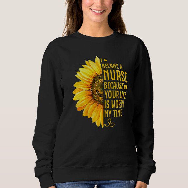Sweatshirt Infirmière de tournesol mignonne Infirmière Fête d (Devant)