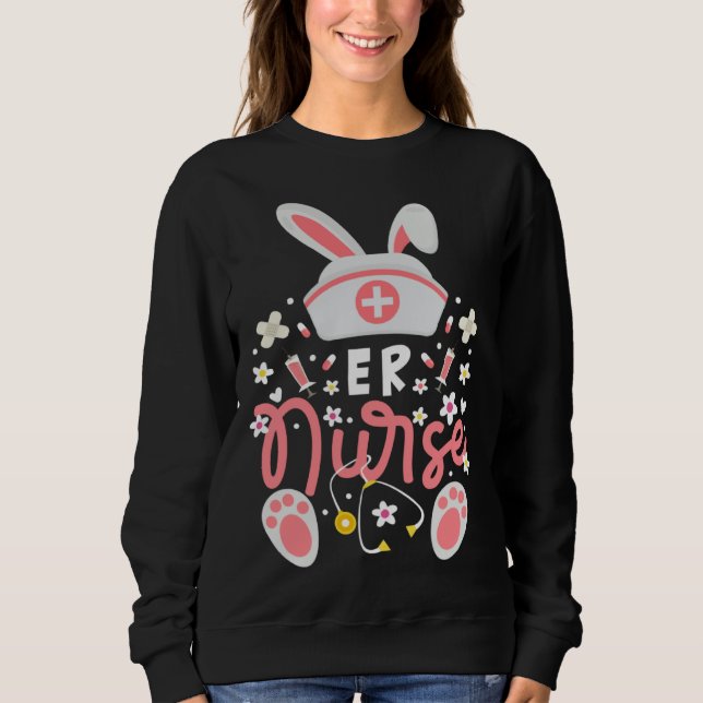 Sweatshirt Infirmière des urgences lapin Chapeau d'infirmière (Devant)