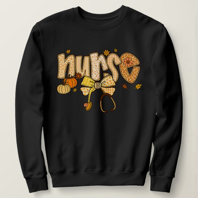 Sweatshirt Infirmière d'Halloween Citrouille Infirmière Scrub (Design devant)