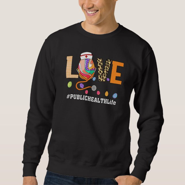 Sweatshirt Infirmière en santé publique Plaid Oeuf Bunny Love (Devant)