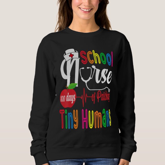 Sweatshirt Infirmière Funny 100 Jours De Patching Minuscule H (Devant)