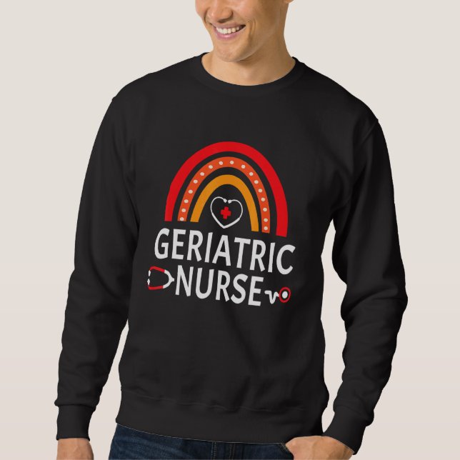 Sweatshirt Infirmière gériatrique arc-en-ciel Stethoscope Coe (Devant)