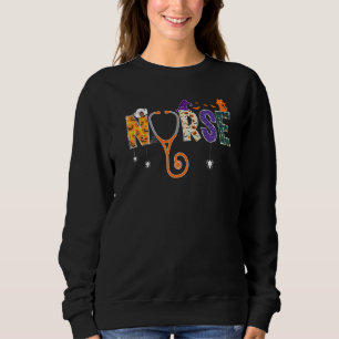 Sweatshirt Infirmière Halloween Soins CNA RN LPN Chat d'Hallo