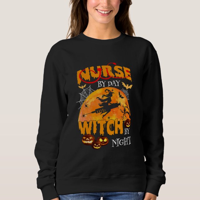 Sweatshirt Infirmière le jour, sorcière la nuit (Devant)