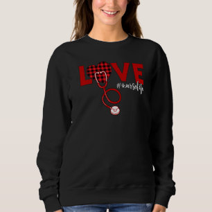 Sweatshirt Infirmière Love Stethoscope Plaid Coeur Rouge Nurt