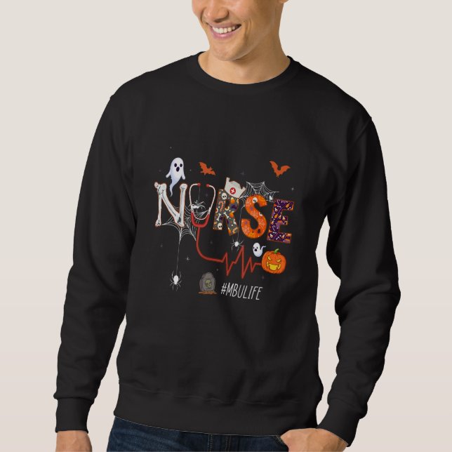 Sweatshirt Infirmière Mbu Citrouille Halloween Unité de procé (Devant)