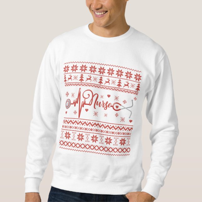 Sweatshirt Infirmière moche Joyeux pull de Noël (Devant)
