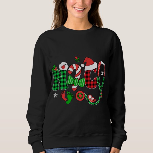Sweatshirt Infirmière NICU Stethoscope de Noël Santa Hat Buff (Devant)