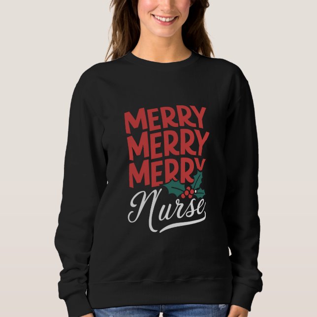 Sweatshirt Infirmière Noël Joyeux Infirmière Cadeaux De Soins (Devant)