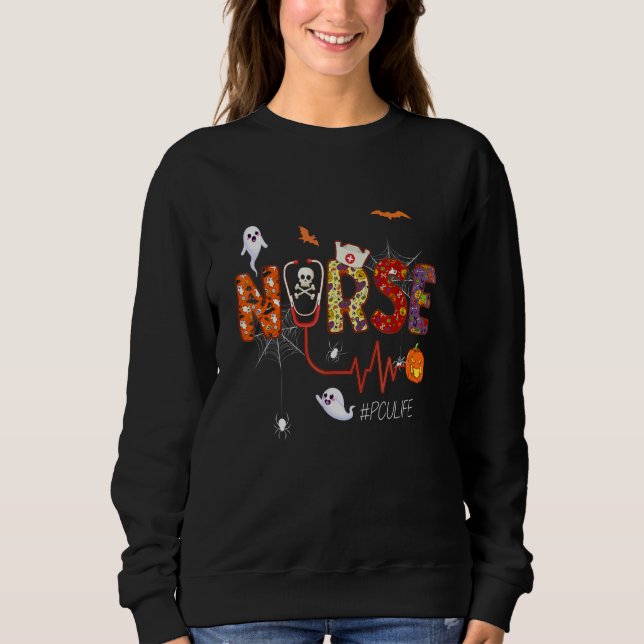 Sweatshirt Infirmière Pcu Citrouille Halloween Unité de soins (Devant)