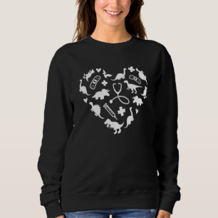 Sweatshirt Infirmière pédiatrique Cœur Mignon Dinosaure Physi