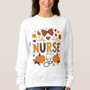 Sweatshirt Infirmière personnalisée - Citrouille mignon et fe